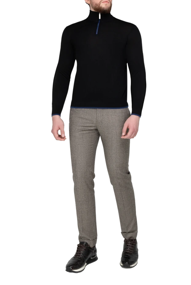 Stefano Ricci тройер из кашемира и шелка мужской черный на молнии 175694 - фото 2