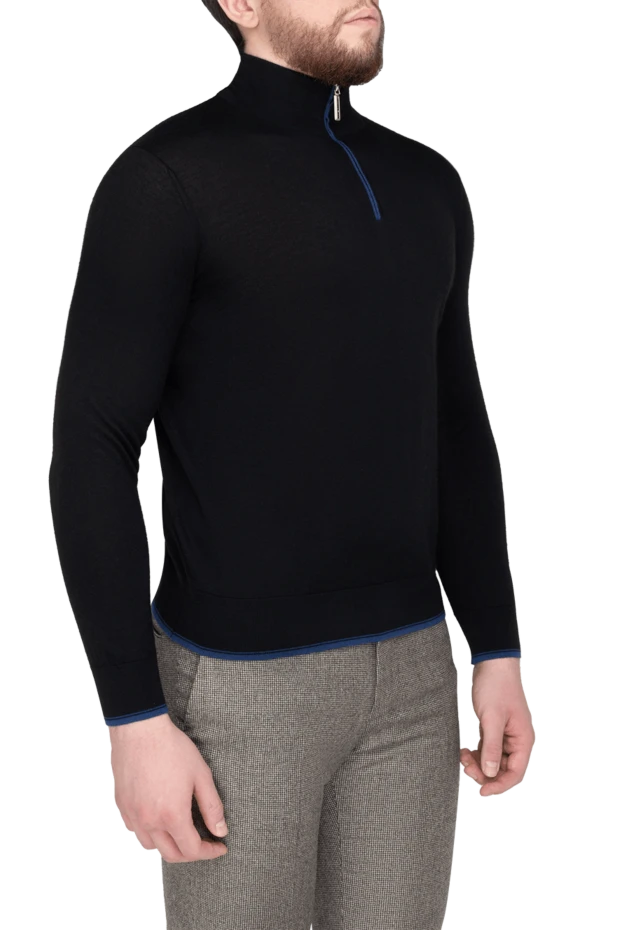 Stefano Ricci тройер из кашемира и шелка мужской черный на молнии 175694 - фото 3