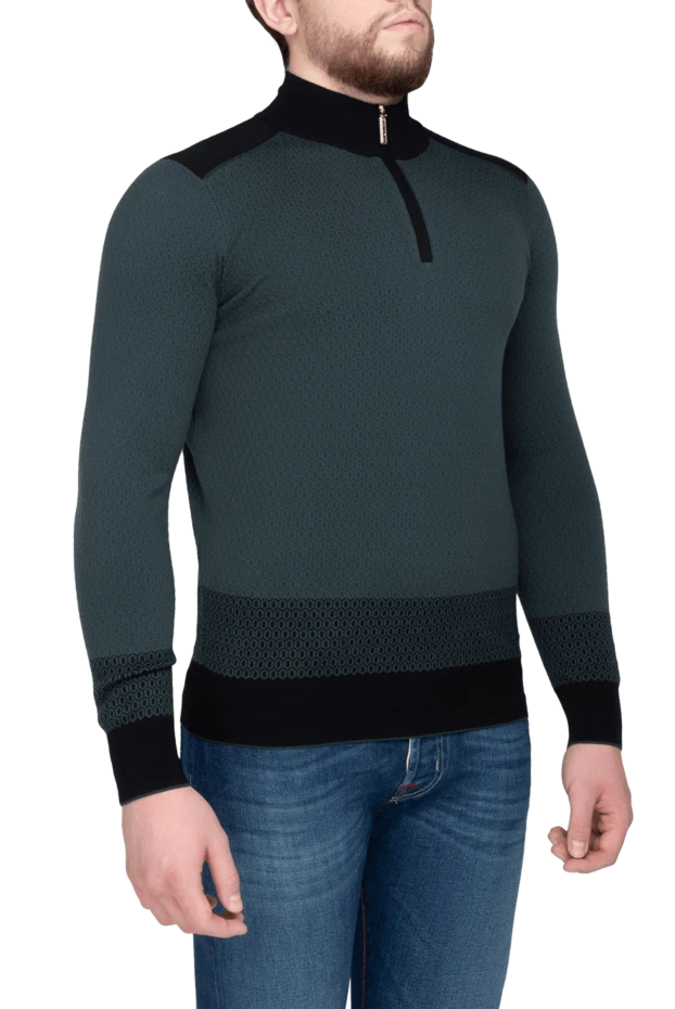 Stefano Ricci тройер мужской двухцветный с рельефной вязкой и молнией на груди 175695 - фото 3