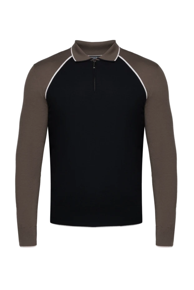 Stefano Ricci ерлерге арналған қара ұзын жең кашемирден және полиэфирден жасалған поло 175701 - фото 1