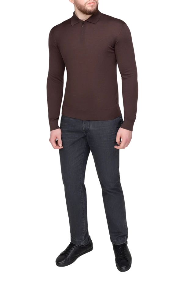 Stefano Ricci ерлерге арналған қара ұзын жең кашемир және жібек поло 175702 - фото 2