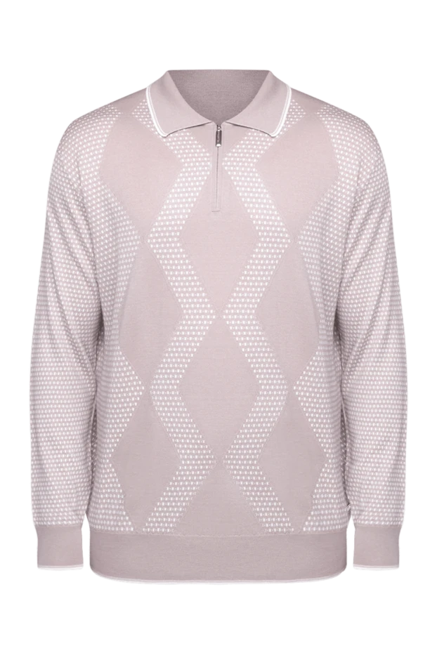 Stefano Ricci ерлерге арналған бежевый кашемирден және жібектен жасалған ұзын жеңді поло жейдесі найзағай 175704 - фото 1