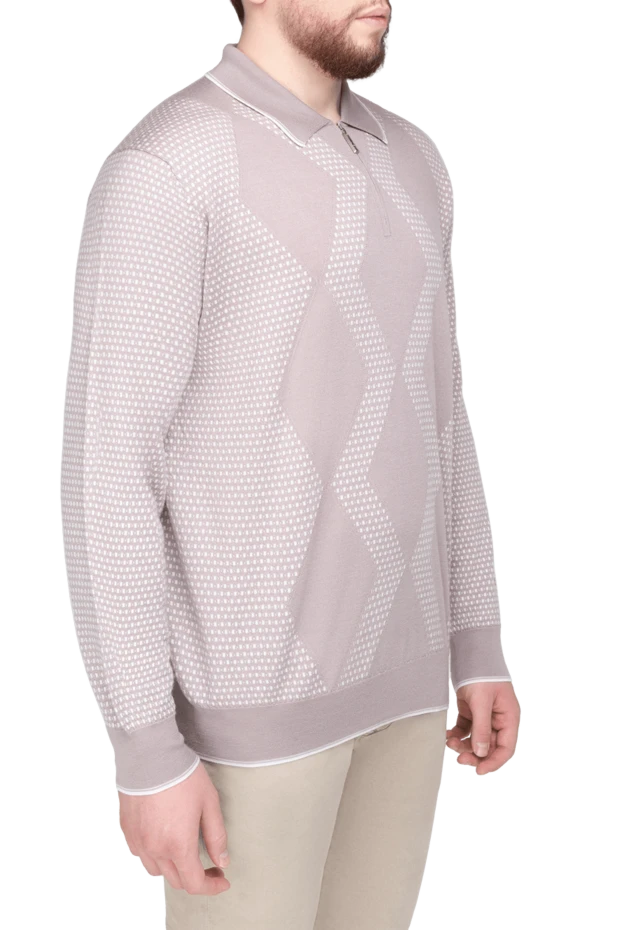 Stefano Ricci ерлерге арналған бежевый кашемирден және жібектен жасалған ұзын жеңді поло жейдесі найзағай 175704 - фото 3