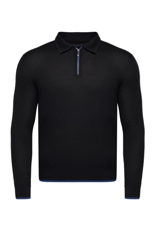 Stefano Ricci ерлерге арналған қара ұзын жең кашемир және жібек поло 175707 - фото 1