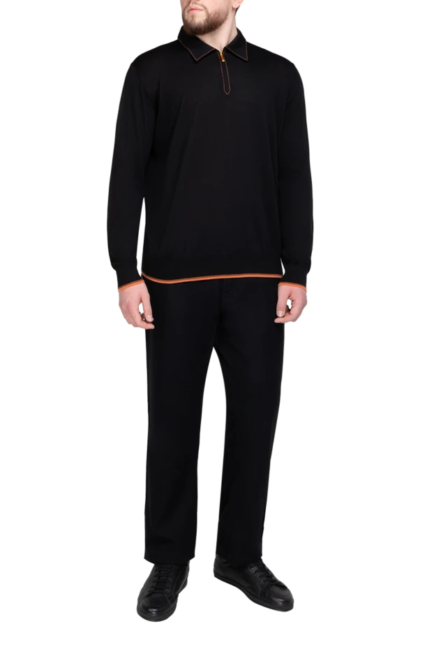 Stefano Ricci ерлерге арналған қара ұзын жең кашемир және жібек поло 175710 - фото 2