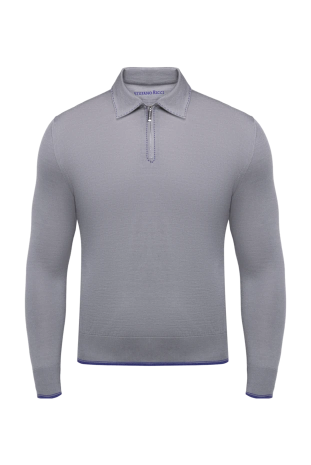 Stefano Ricci ерлерге арналған ұзын жеңді кашемир және жібек поло, сұр 175711 - фото 1