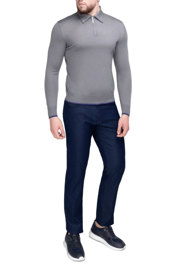 Stefano Ricci ерлерге арналған ұзын жеңді кашемир және жібек поло, сұр 175711 - фото 2