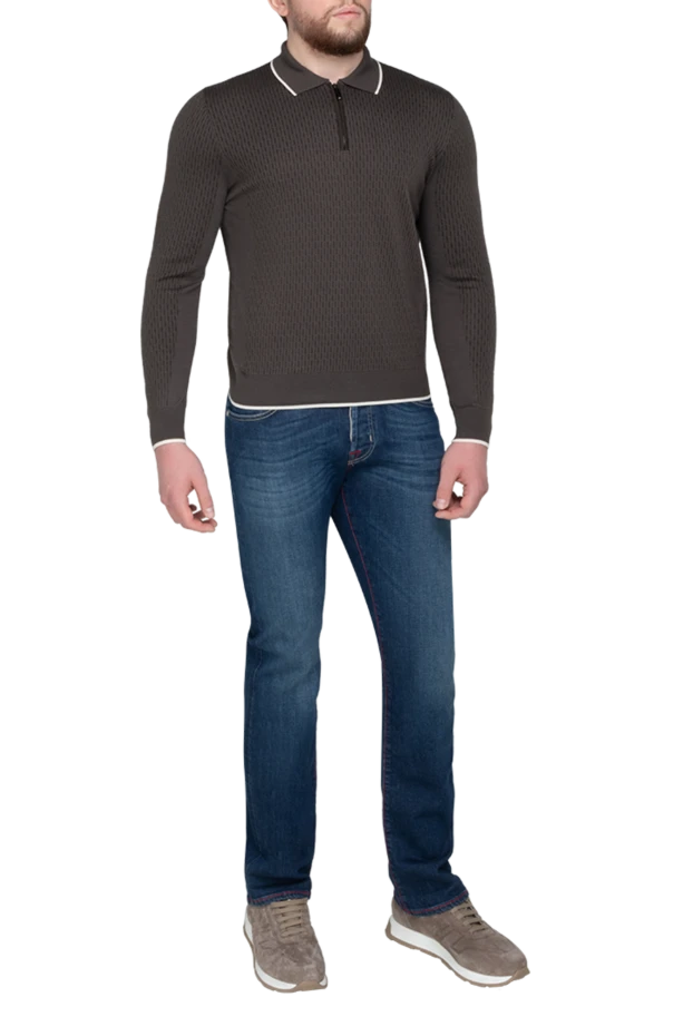 Stefano Ricci ұзын жеңді қоңыр түсті ерлер поло жейдесі 175712 - фото 2