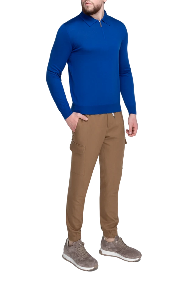 Stefano Ricci ерлерге арналған көк түсті ұзын жең кашемир және жібек поло 175713 - фото 2