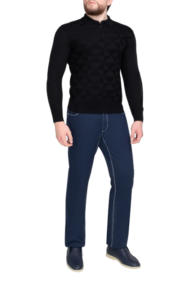 Stefano Ricci ерлерге арналған қара ұзын жең кашемир және жібек поло 175715 - фото 2