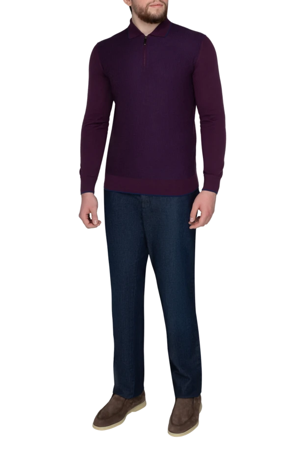 Stefano Ricci ерлерге арналған ұзын жеңді кашемир және жібек поло, күлгін 175716 - фото 2