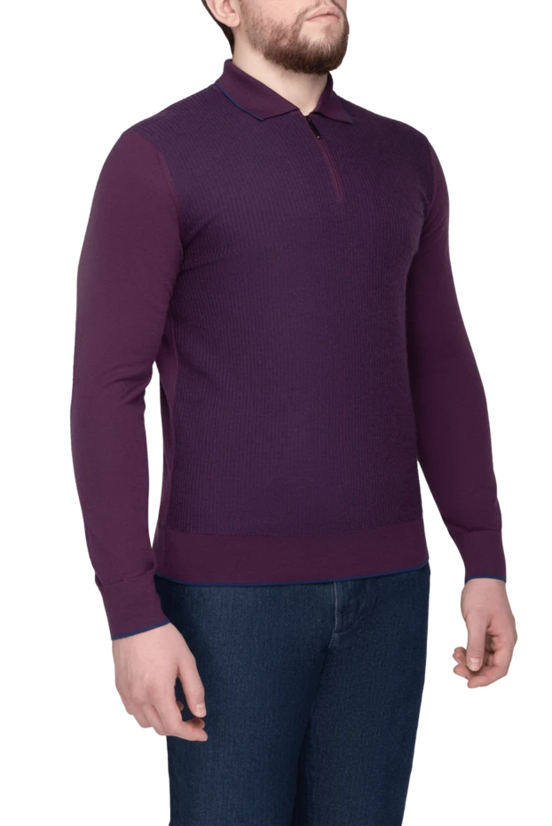 Stefano Ricci ерлерге арналған ұзын жеңді кашемир және жібек поло, күлгін 175716 - фото 3