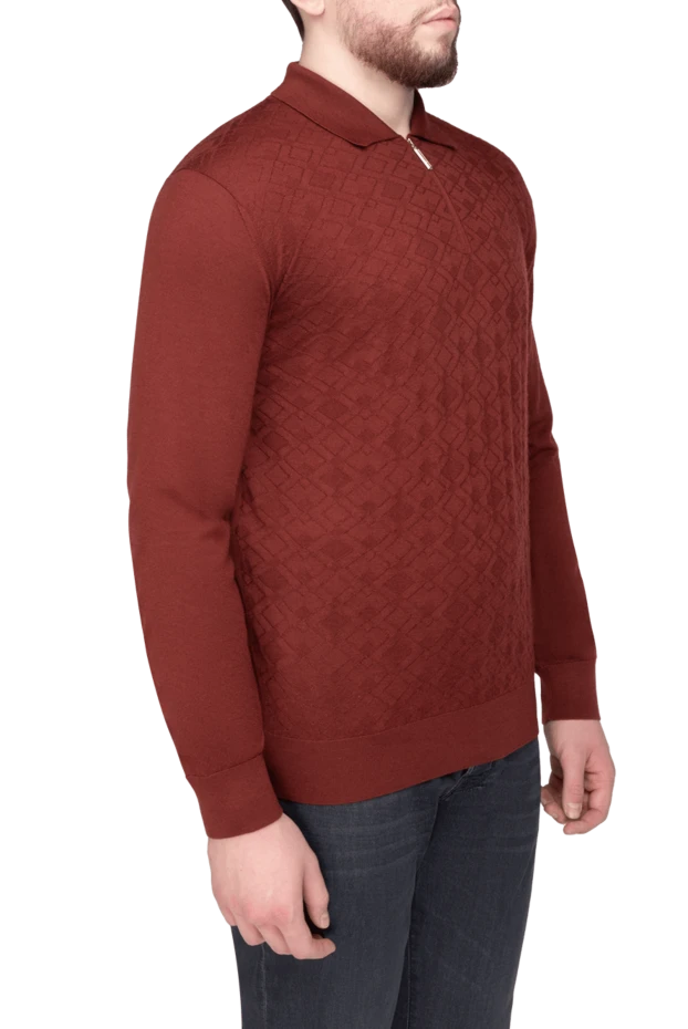 Stefano Ricci ерлерге арналған қызыл ұзын жең кашемир және жібек поло 175718 - фото 3