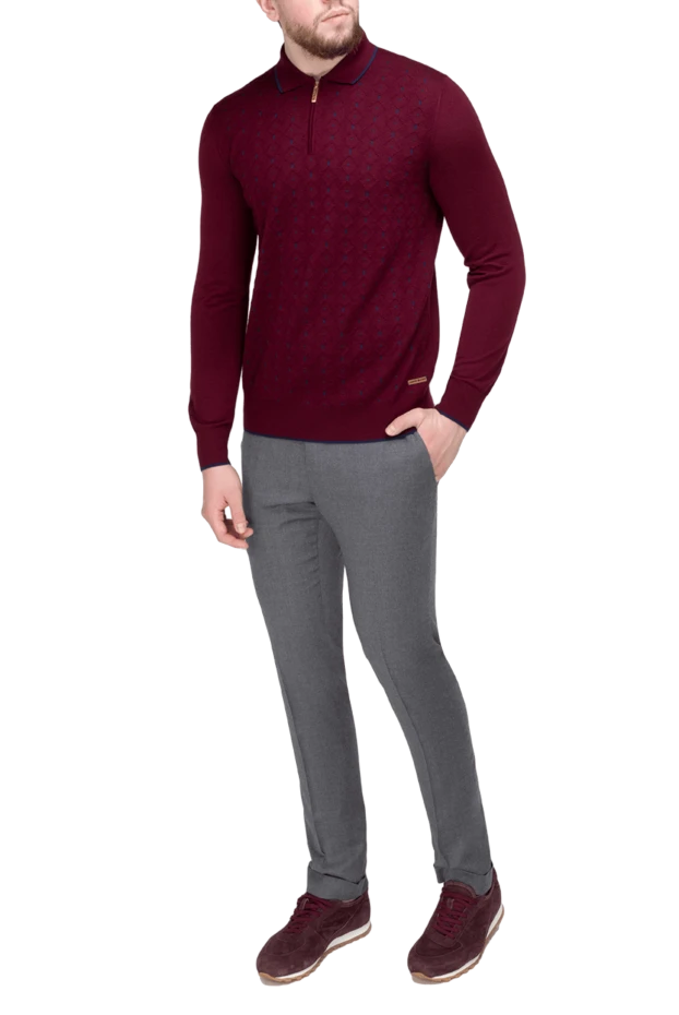 Stefano Ricci ерлерге арналған қызыл ұзын жең кашемир және жібек поло 175719 - фото 2