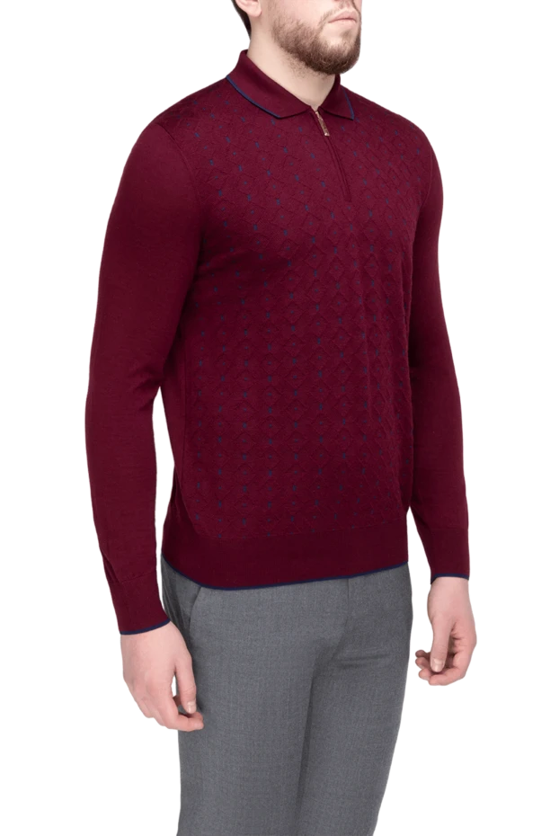 Stefano Ricci ерлерге арналған қызыл ұзын жең кашемир және жібек поло 175719 - фото 3