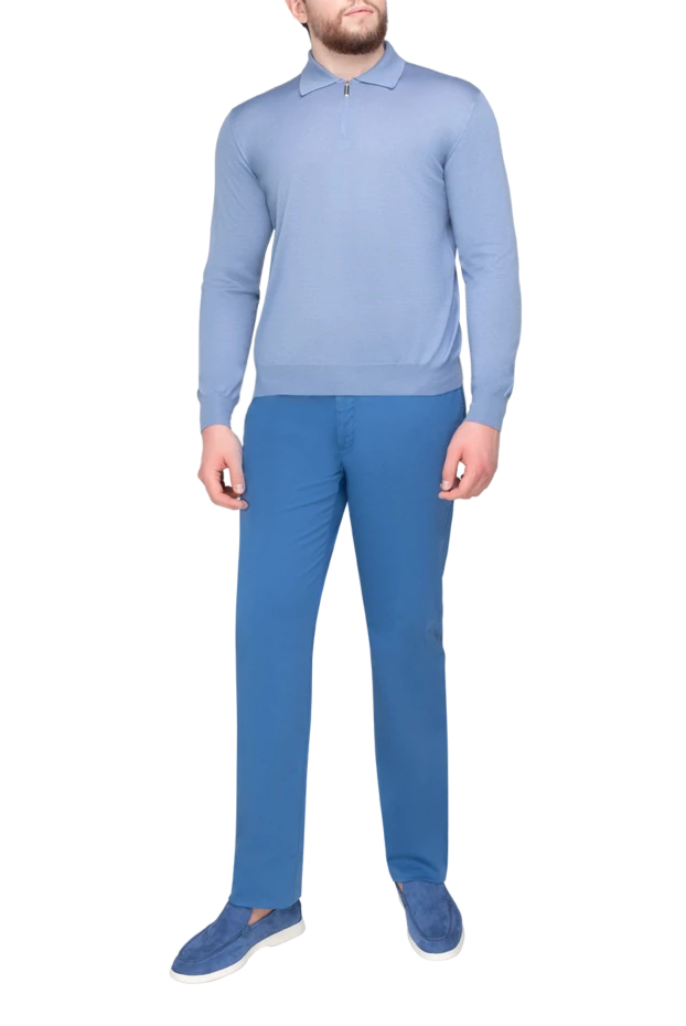 Stefano Ricci поло с длинным рукавом из кашемира и шелка мужское синее с длинным рукавом 175720 - фото 2