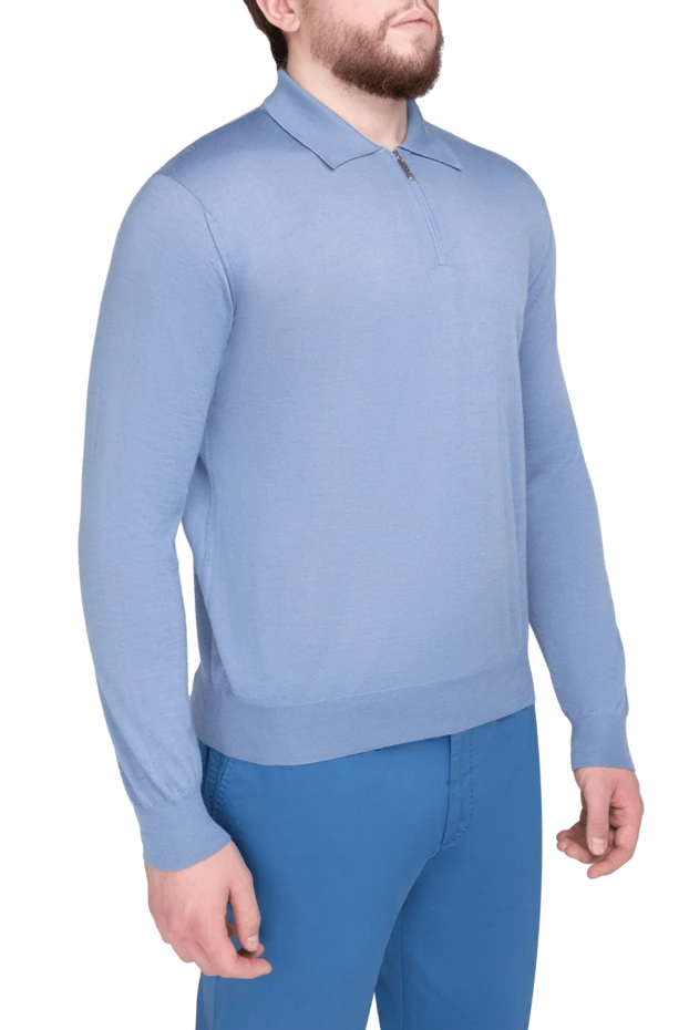 Stefano Ricci поло с длинным рукавом из кашемира и шелка мужское синее с длинным рукавом 175720 - фото 3