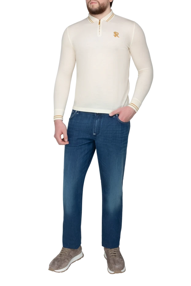 Stefano Ricci ерлерге арналған ұзын жеңді жүннен жасалған поло, ақ 175722 - фото 2