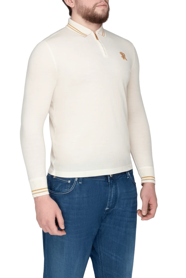 Stefano Ricci ерлерге арналған ұзын жеңді жүннен жасалған поло, ақ 175722 - фото 3