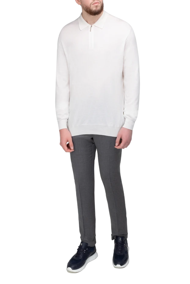 Stefano Ricci ерлерге арналған ақ ұзын жең кашемир және жібек поло 175724 - фото 2