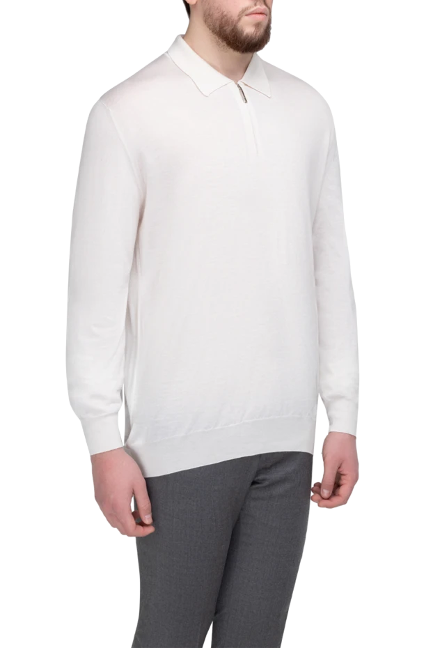 Stefano Ricci ерлерге арналған ақ ұзын жең кашемир және жібек поло 175724 - фото 3