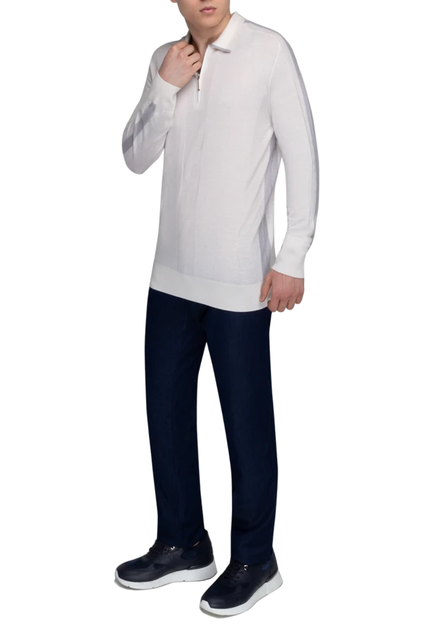 Stefano Ricci ерлерге арналған ақ ұзын жең кашемир және жібек поло 175725 - фото 2