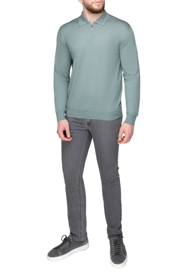 Stefano Ricci ерлерге арналған ұзын жеңді кашемир және жібектен жасалған жасыл жейде 175729 - фото 2