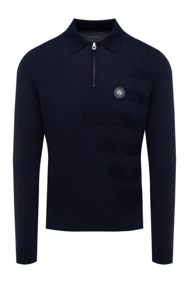Stefano Ricci поло с длинным рукавом из шерсти мужское синее 175735 - фото 1