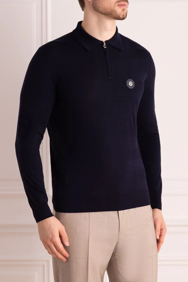 Stefano Ricci поло с длинным рукавом из шерсти мужское синее 175735 - фото 3