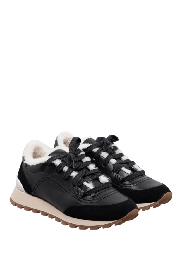 Brunello Cucinelli кроссовки из кожи черные женские 175736 - фото 3