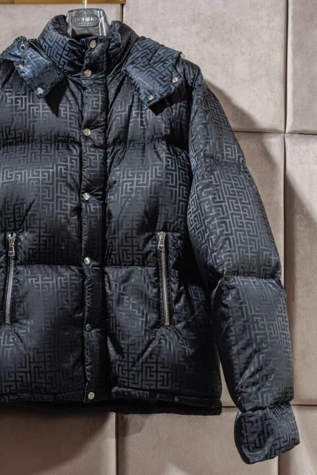 Balmain объёмный чёрный пуховик с жаккардовым логотипом и капюшоном
175779 - фото 2