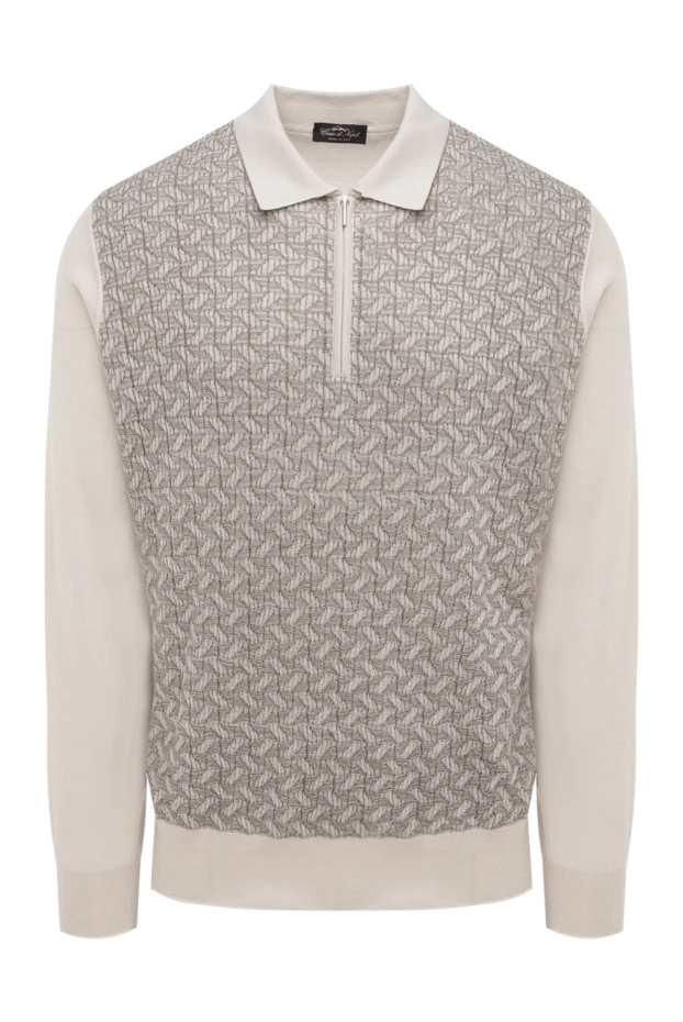 Cesare di Napoli man men's long sleeve cashmere and silk polo, beige купить с ценами и фото 175805 - photo 1