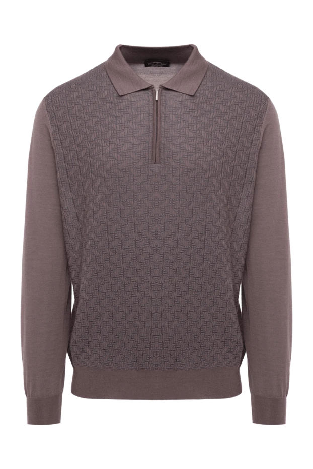 Cesare di Napoli man men's brown long sleeve cashmere and silk polo купить с ценами и фото 175807 - photo 1