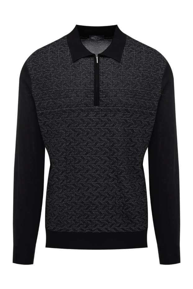 Cesare di Napoli man men's black long sleeve cashmere and silk polo купить с ценами и фото 175808 - photo 1