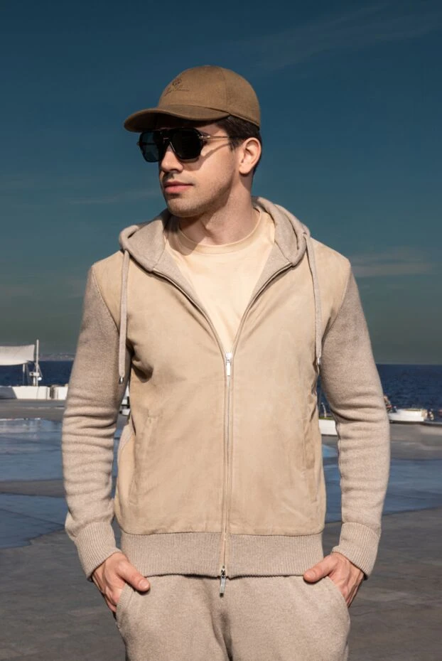Cesare di Napoli спортивный бежевый костюм на молнии из шерсти, вискозы и кашемира 175813 - фото 2