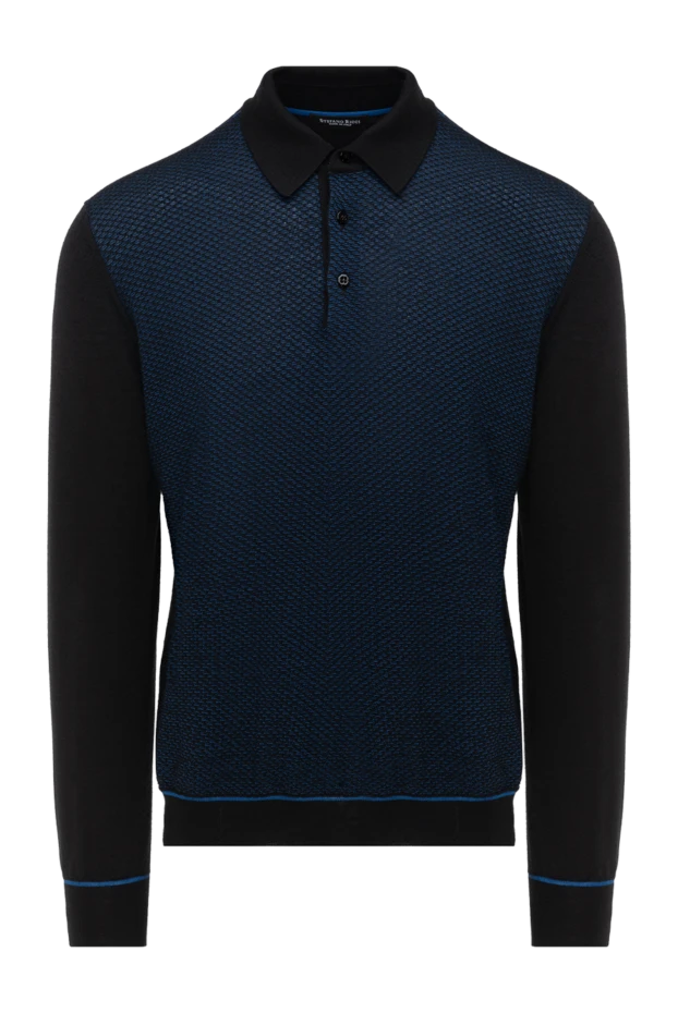 Long-sleeve polo shirt in blue textured knit
- photo 1