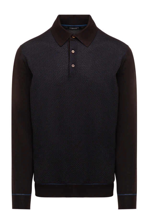 Long sleeve polo shirt with textured knit in brown - photo 1