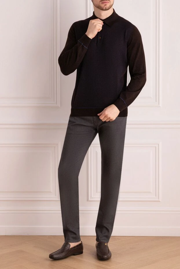 Stefano Ricci қоңыр түсті текстуралы тоқылған ұзын жеңді поло жейдесі 175822 - фото 2