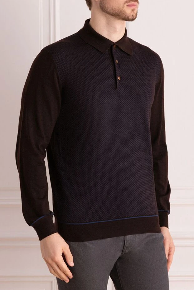 Stefano Ricci қоңыр түсті текстуралы тоқылған ұзын жеңді поло жейдесі 175822 - фото 3