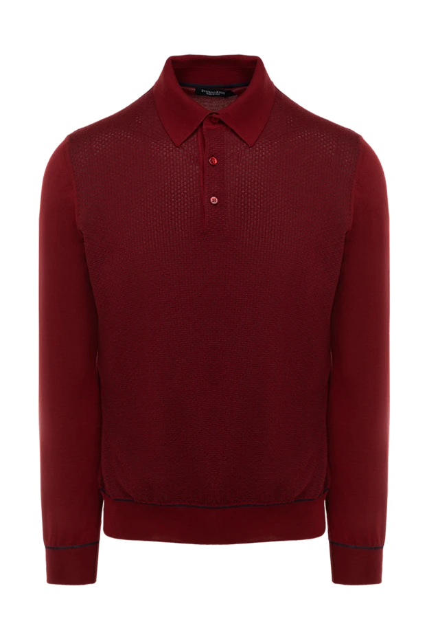 Long sleeve cashmere and silk polo shirt for men red - photo 1