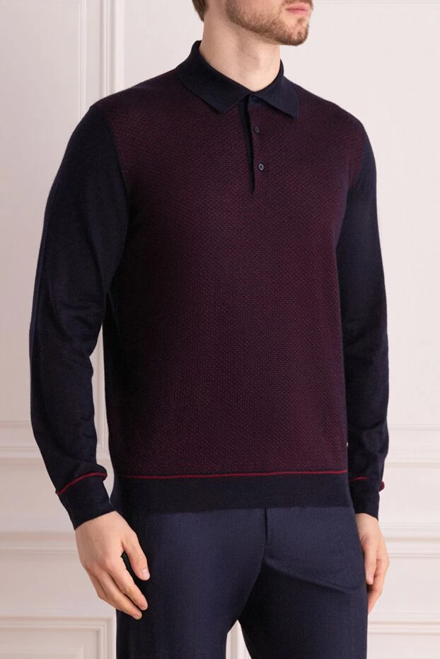 Stefano Ricci поло с длинным рукавом из кашемира и шелка мужское синее с длинным рукавом 175824 - фото 3