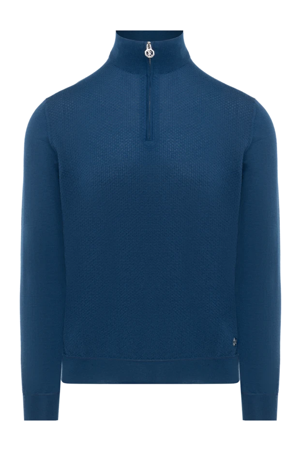 Текстуралы өрнегі бар биязы жүннен тоқылған ерлер көгілдір тройер - фото 1