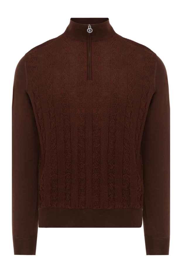 Chocolate colored wool and silk troyer with raised weave - photo 1