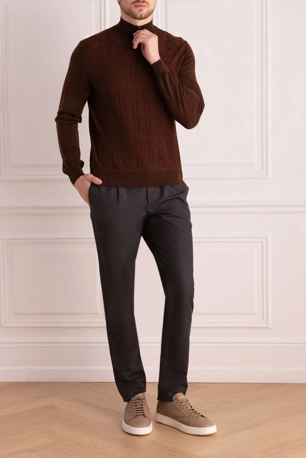 Stefano Ricci шоколад түсті жүн және жібек тройер, көтерілген өрімі бар 175832 - фото 2