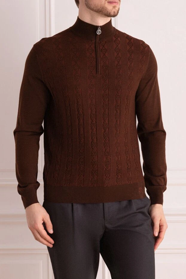 Stefano Ricci шоколад түсті жүн және жібек тройер, көтерілген өрімі бар 175832 - фото 3