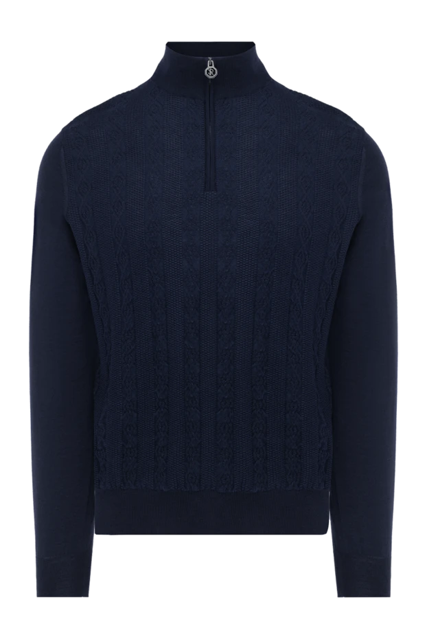 Құрылымдалған алдыңғы панелі бар қою көк түсті жүн және жібек тройер - фото 1