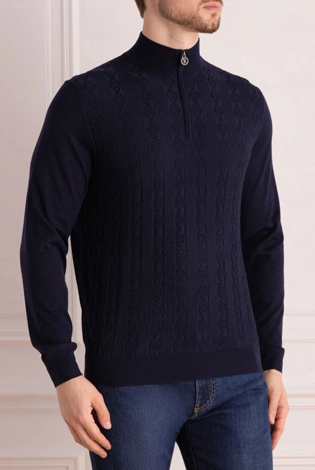 Stefano Ricci құрылымдалған алдыңғы панелі бар қою көк түсті жүн және жібек тройер 175833 - фото 3