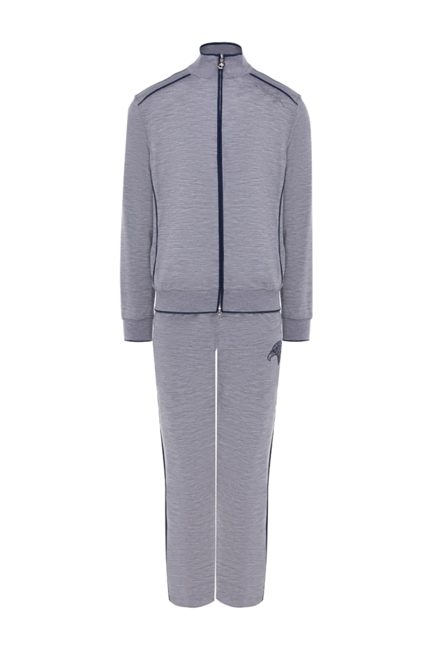 Жүннен және полиамидтен тігілген ерлерге арналған сұр түсті жүру костюмі - фото 1