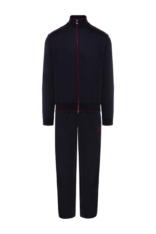 Костюм прогулочный из шерсти и полиамида синий мужской - фото 1