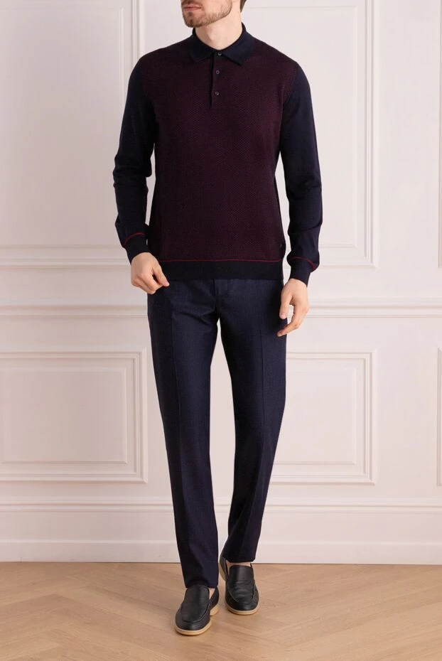 Stefano Ricci ерлерге арналған көк жүннен тігілген, бауы мен түймесі бар шалбар 175837 - фото 2